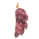 Dusty Rose Druzy Wing Pendant- Gold