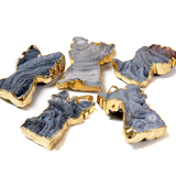 Chalcedony Druzy Pendant Angel - Gold
