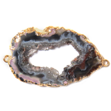 Druzy Geode Slice Connector, Gold, 24x32mm; 1 piece