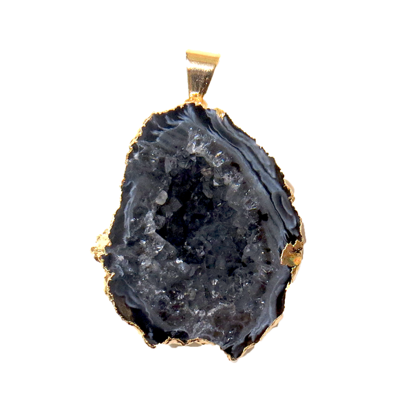 Druzy Geode Pendant - Gold; 1 piece