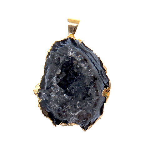 Druzy Geode Pendant - Gold; 1 piece