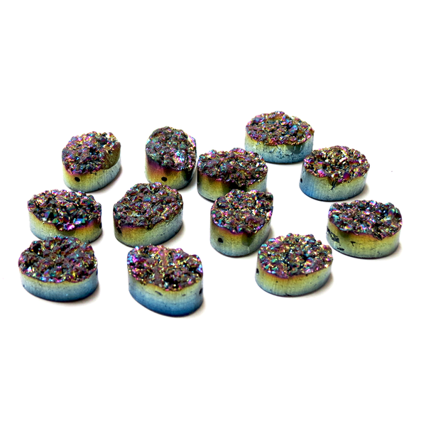 Druzy Quartz, Multicolor, Oval; 1pc