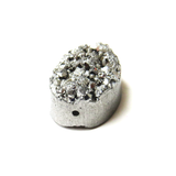 Druzy Quartz,16x13mm, Oval-Silver; 1pc