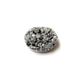 Druzy Quartz,16x13mm, Oval-Silver; 1pc