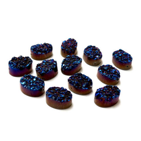Druzy Quartz, Oval-Blue; 1pc