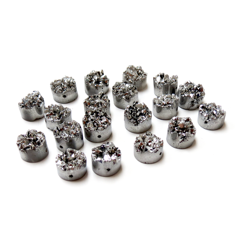 Druzy Quartz, Round- Silver; 1pc