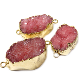 Rust Druzy Connector, Gold, 36x23mm - 1 piece