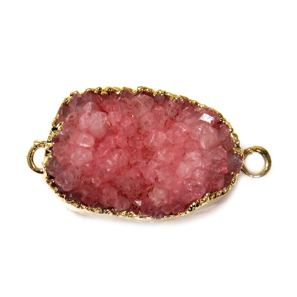 Rust Druzy Connector, Gold, 36x23mm - 1 piece