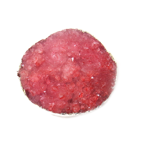 Dusty Rose Druzy Bead, Silver, 39x34mm - 1 piece