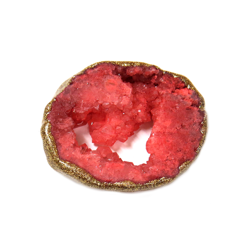 Dusty Rose Glitter Druzy Bead, Gold ,37x42mm - 1 piece