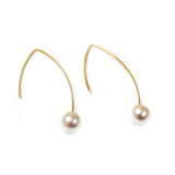 Earring with Pearl, Gold, 2 inches - 1 piece