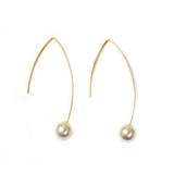 Earring with Pearl, Gold, 2 inches - 1 piece
