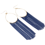 Earring with Chains Navy Blue, Gold, 5 inches - 1 piece