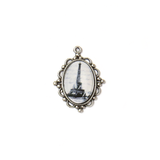 Eiffel Tower Cabochon Charm, Antique Silver, 38x29mm - 1 piece