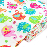 Elephant Cotton Print Fabric, Multi Color, 45" Wide- 1 Yard