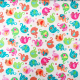 Elephant Cotton Print Fabric, Multi Color, 45" Wide- 1 Yard