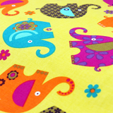 Elephant Cotton Print Fabric, Yellow, 45" Wide- 1 Yard