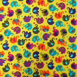 Elephant Cotton Print Fabric, Yellow, 45" Wide- 1 Yard