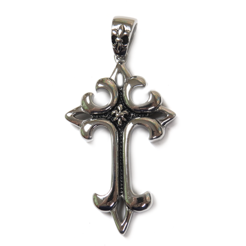 Elegant Cross Pendant, Stainless Steel, 65x39mm - 1 piece