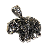 Elephant Pendant, Stainless Steel, Antique Silver, 29x32mm - 1 piece