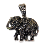 Elephant Pendant, Stainless Steel, Antique Silver, 29x32mm - 1 piece