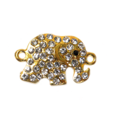 Elephant Rhinestone Connector; Gold