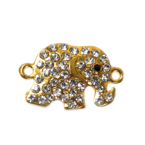 Elephant Rhinestone Connector; Gold