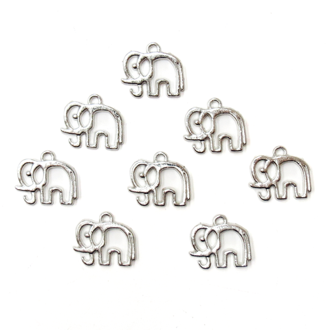 Teeny Tiny Elephant Charm- Silver; 8pcs