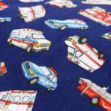 Emergency Vehicles Cotton Print Fabric, Blue, 45" Wide- 1 Yard