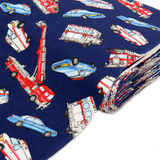 Emergency Vehicles Cotton Print Fabric, Blue, 45" Wide- 1 Yard