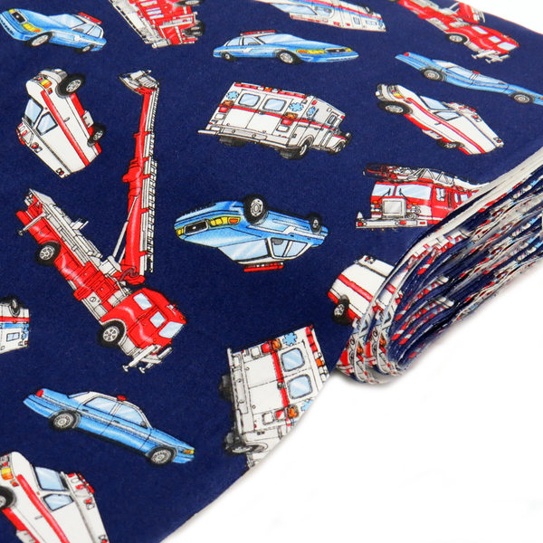 Emergency Vehicles Cotton Print Fabric, Blue, 45" Wide- 1 Yard