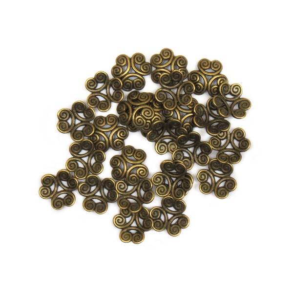 Flower End Cap, Antique Bronze, 11mm; 25 pieces