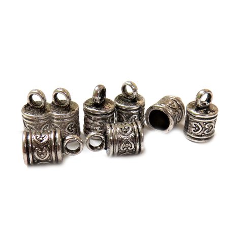 End Cord, Antique Silver, 9 x 9 mm , 8  pieces