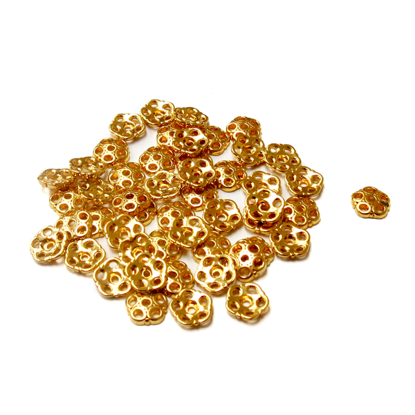 Flower End Caps, Gold- 8mm; 50pcs
