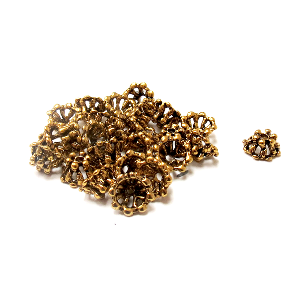 Daisy Bead Caps, Alloy Antique Gold-5x9mm; 25pcs