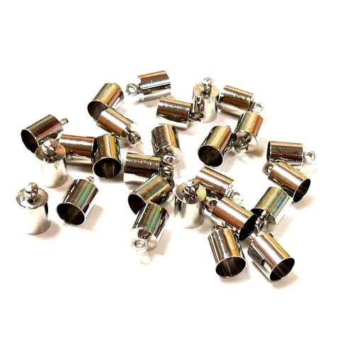 End Cord, Platinum Color Brass- 9x6mm; 24pcs