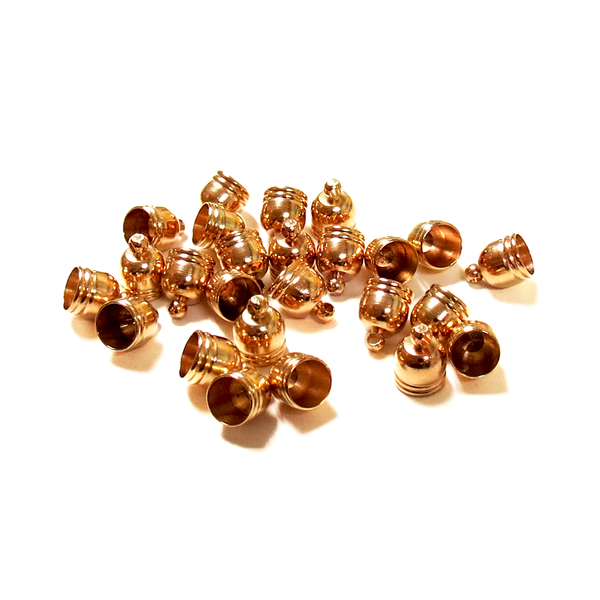 End Cord, Rose Gold, Brass-10x8mm; 25pcs