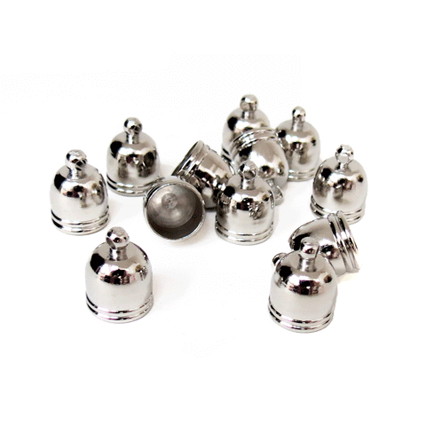 End Cord Bells, Platinum Color, Brass-10x14mm; 12pcs