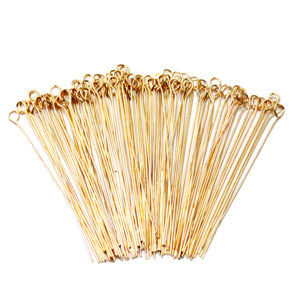 Eyepin, Gold Plated Brass-2" approx.; 100pcs