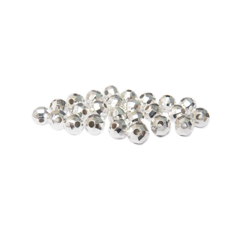 Faceted Spacer, Silver Plated Brass, 6mm; 25 pieces