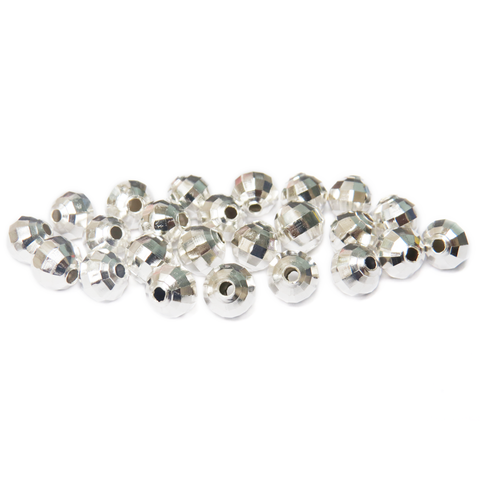 Faceted Spacer, Silver Plated Brass, 8mm; 20pieces