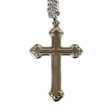 Fancy Cross Religious Necklace, 24" Long, Sterling Silver; 1 piece