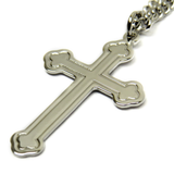 Fancy Cross Religious Necklace, 24" Long, Sterling Silver; 1 piece