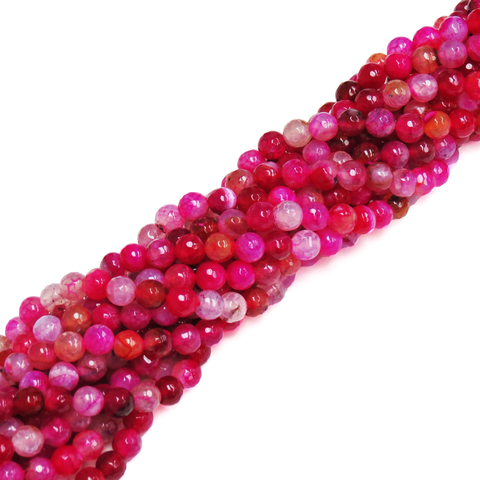Fancy Fuschia, Faceted Fire Agate; 8mm