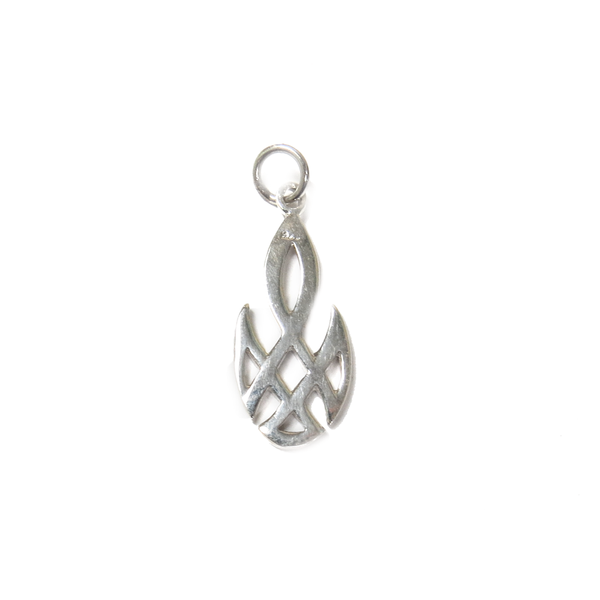 Fire Charm, Sterling Silver, 29x12mm - 1 piece