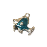 Turquoise Fish Charm - Silver