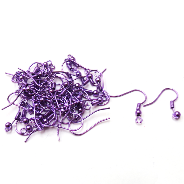 Fish Hooks, Brass- Metallic Purple; 40pcs