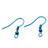 Fish Hooks, Brass- Sky Blue; 40pcs
