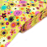 Floral Cotton Prints Fabric, Yellow, 45" Wide- 1 Yard