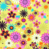 Floral Cotton Prints Fabric, Yellow, 45" Wide- 1 Yard